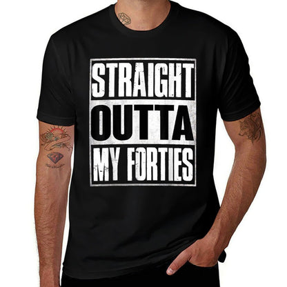 Straight Outta My Forties Funny 50th Birthday Gifts  Heathered Texture T-Shirt