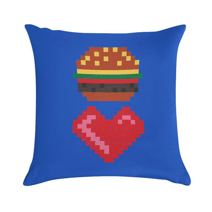 8-BIT BURGER LOVE Soft Decorative Cover Throw Pillow