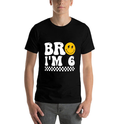 Kids Bro I’m 6 Groovy 6th Birthday 6 Year Old Birthday  Eco-friendly Material T-Shirt