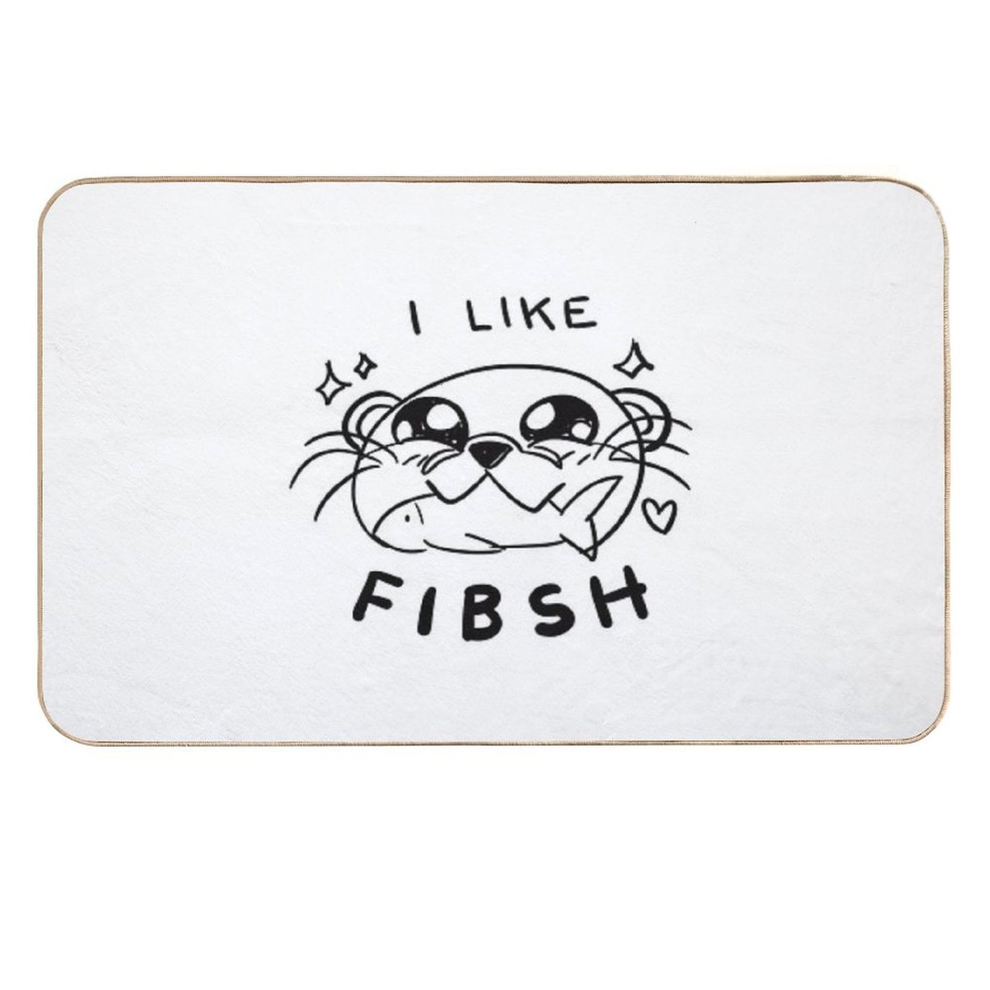 Cute Kawaii Otter Eating Fish  Dirt-Trapping Bath Mat