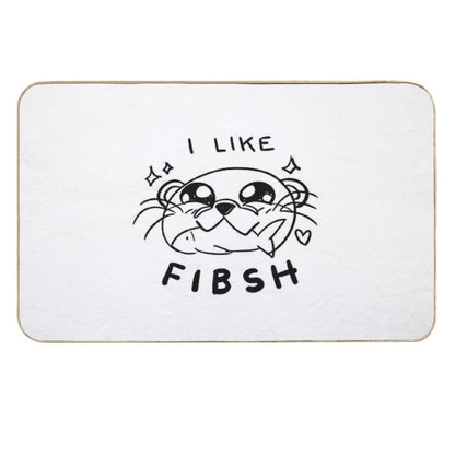 Cute Kawaii Otter Eating Fish  Dirt-Trapping Bath Mat