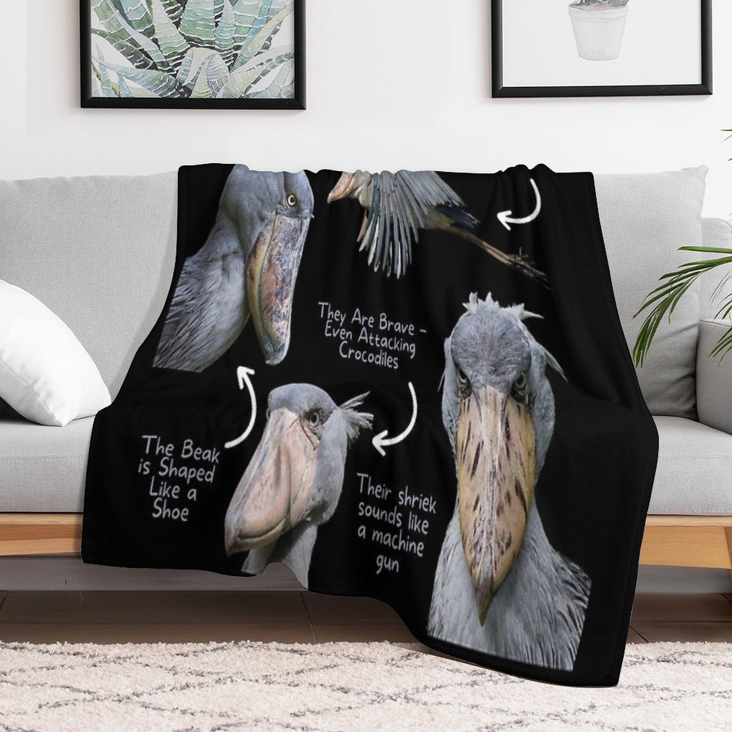 Shoebill Stork Fun Fact Versatility Throw Blanket