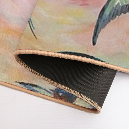 Barn Swallows Acrylic Painting  Stain-Proof Bath Mat