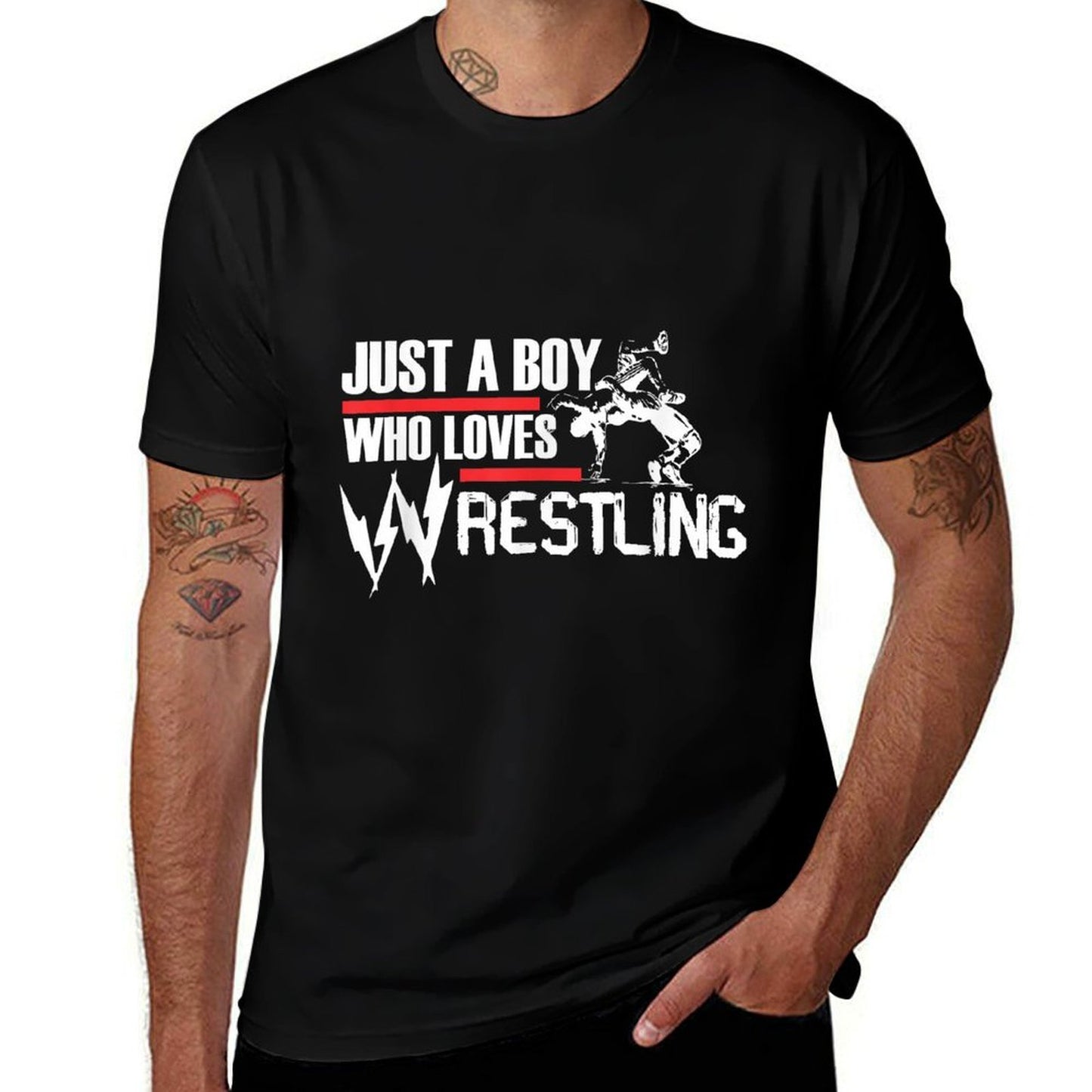 Just A Boy Who Loves Wrestling, Wrestler Wrestle, Fighter 2  Moisture-wicking T-Shirt