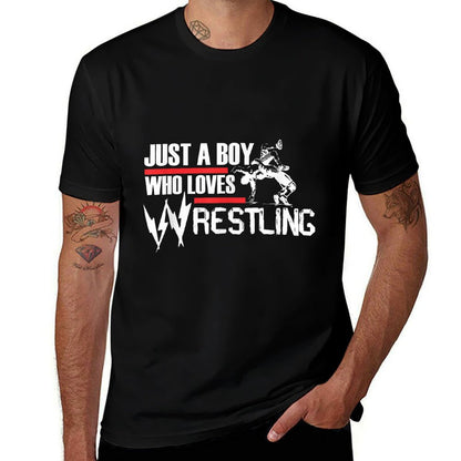 Just A Boy Who Loves Wrestling, Wrestler Wrestle, Fighter 2  Moisture-wicking T-Shirt