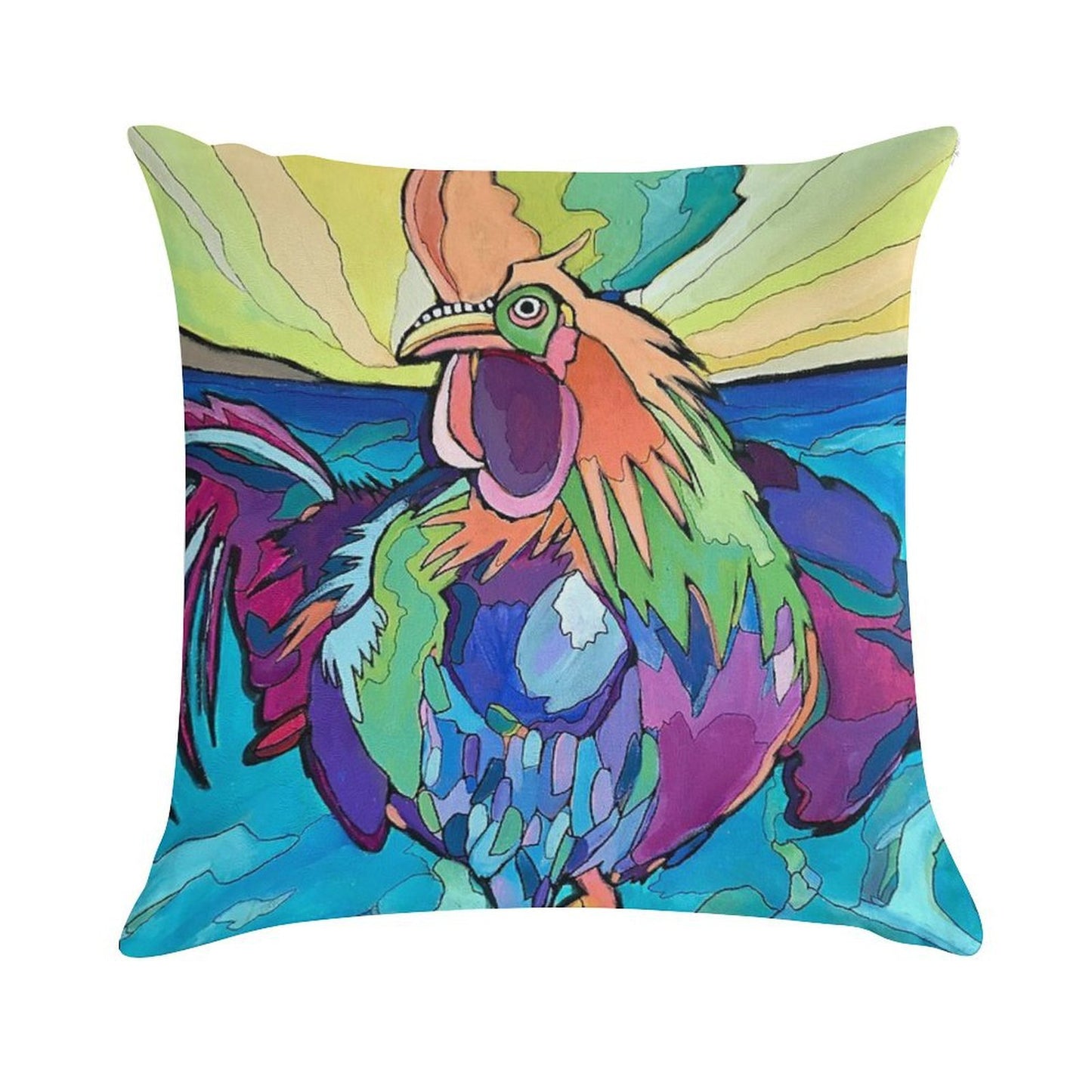 Beach Rooster Soft Fade-Resistant Throw Pillow