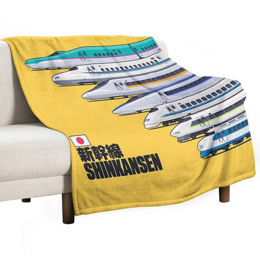 Shinkansen Bullet Train Evolution - Yellow Gift-ready Throw Blanket