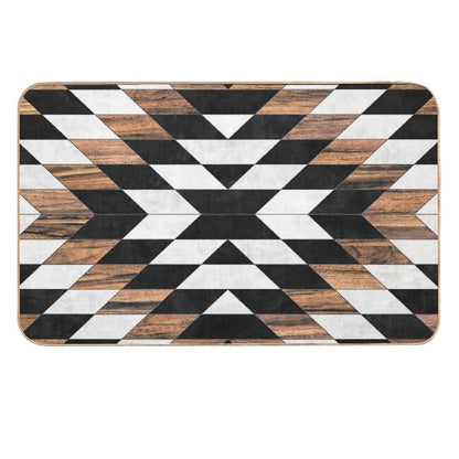 Urban Tribal Pattern No.13 - Aztec - Concrete And Wood  Easy To Clean Bath Mat