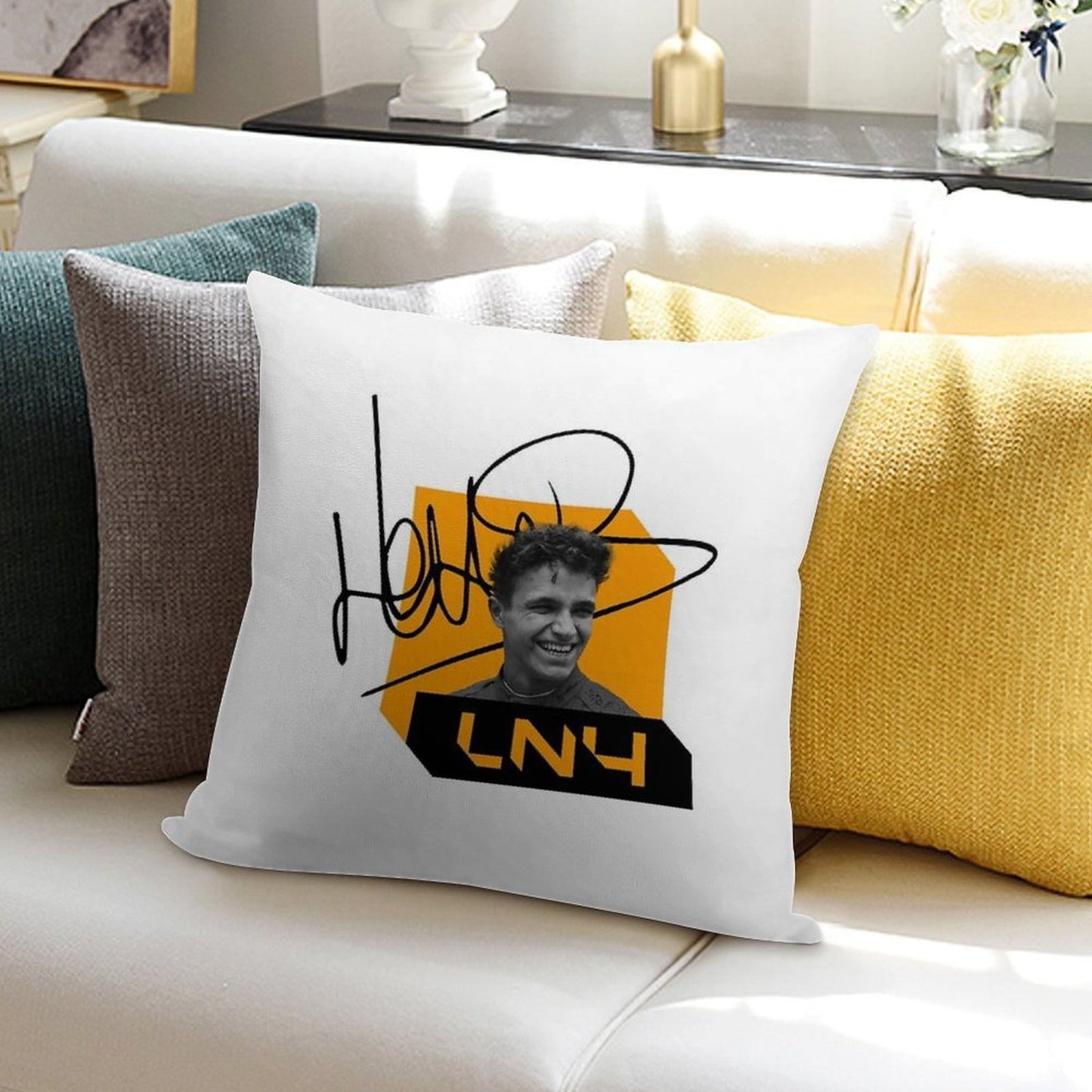 Lando Norris Signature Black Soft Style Accent Throw Pillow