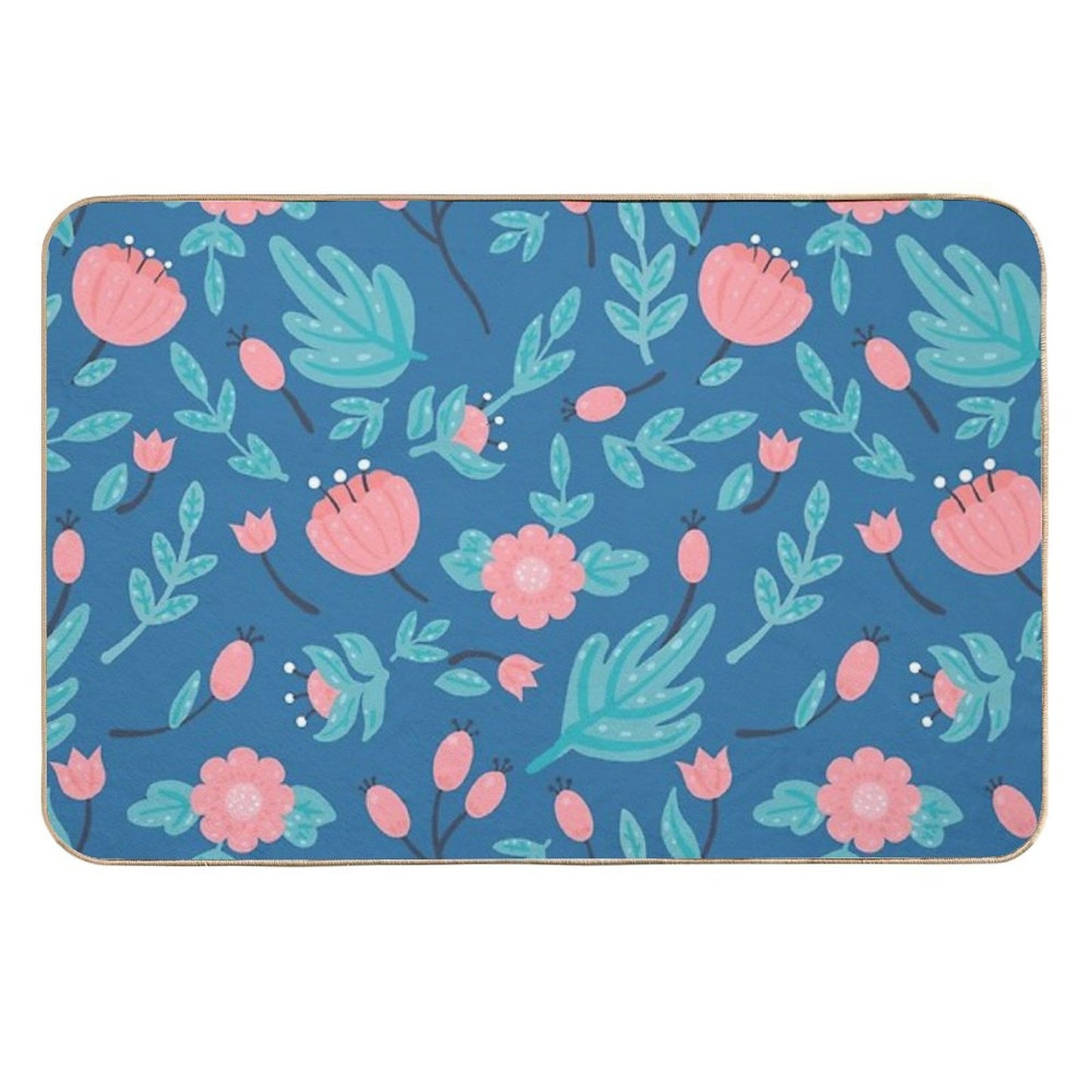 Blue Florals  Odorless Bath Mat