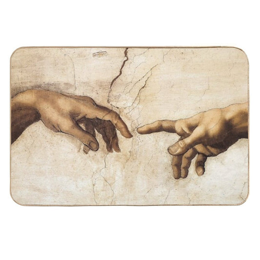 The Creation of Adam Michelangelo Painting  Repositionable Bath Mat
