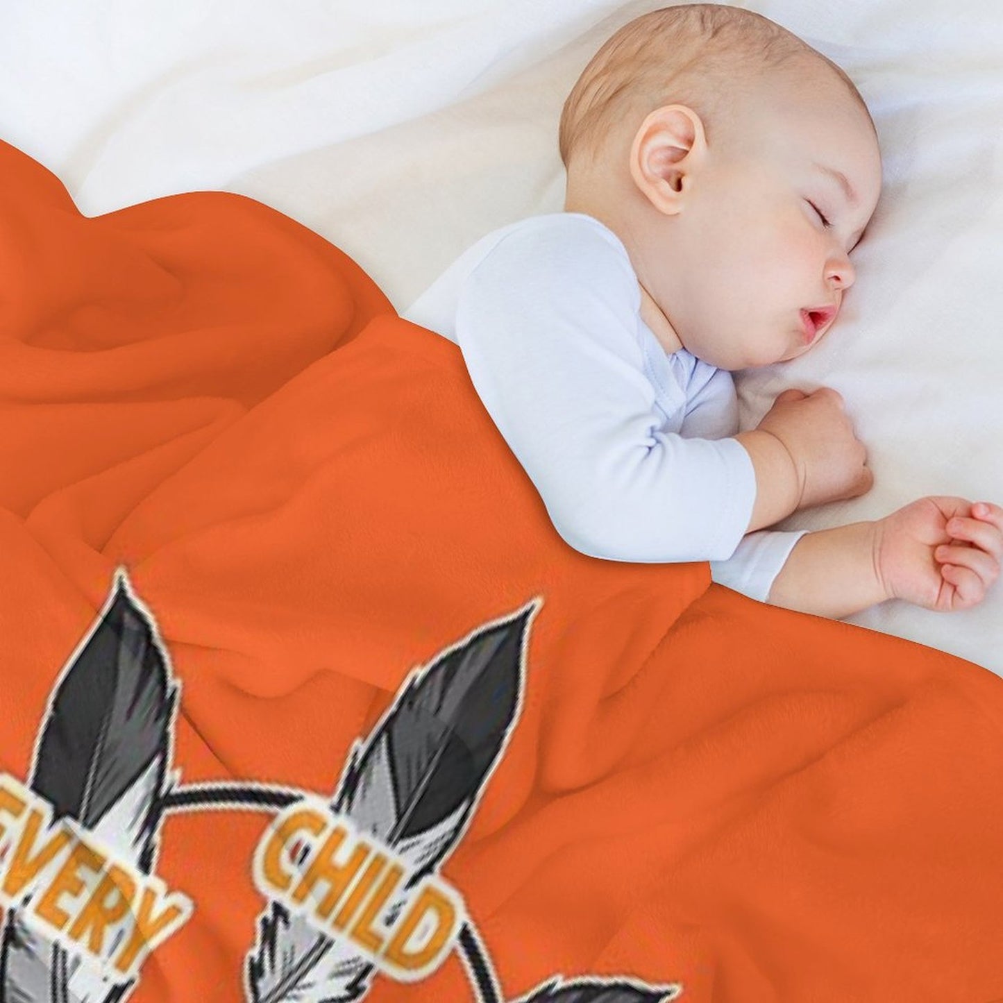 Chaque Enfant Compte Every Child Matters Orange Machine-washable Throw Blanket