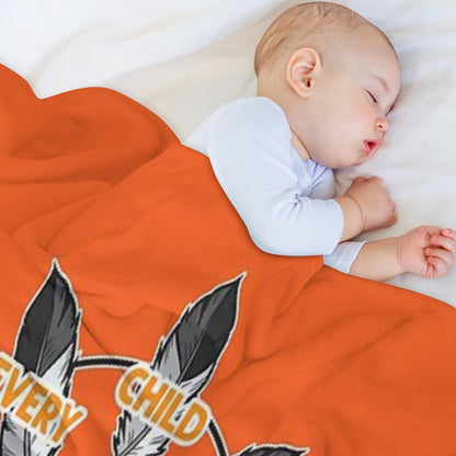 Chaque Enfant Compte Every Child Matters Orange Machine-washable Throw Blanket
