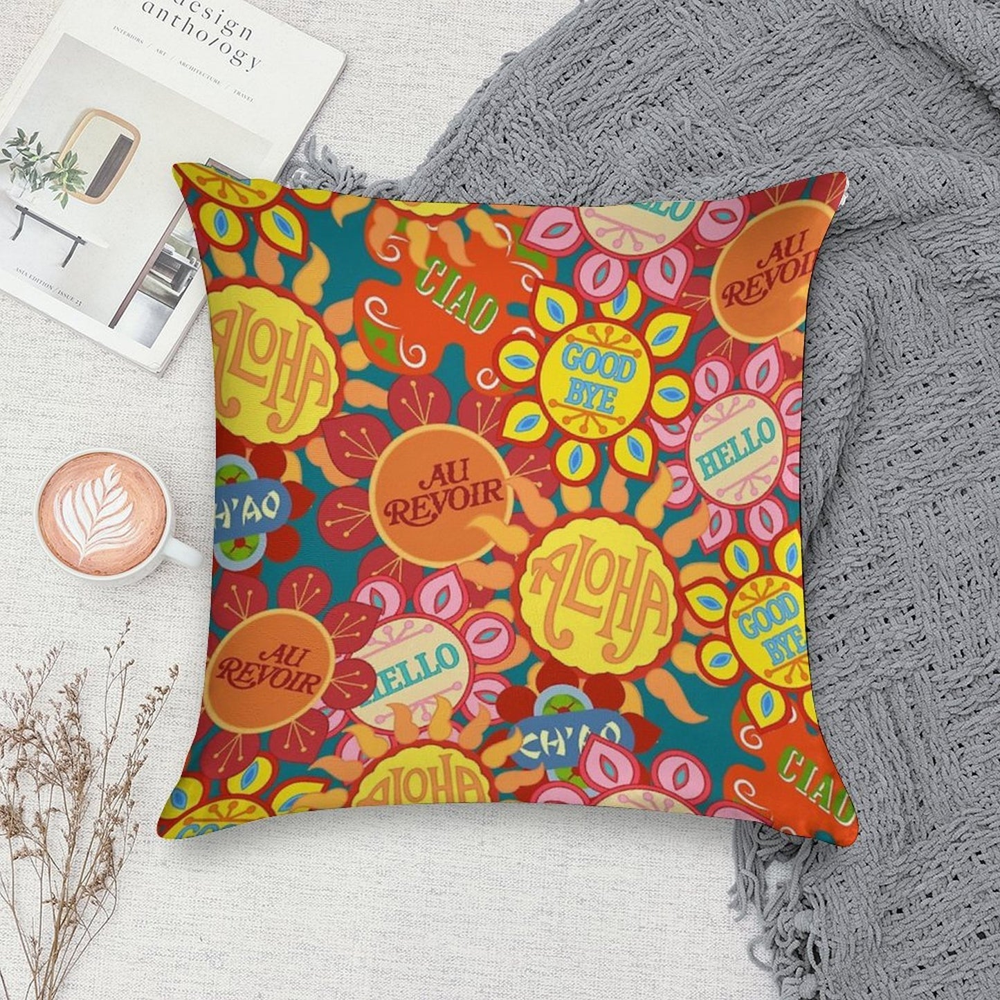 It's A Small World Flowers (original) Soft Washable Throw Pillow