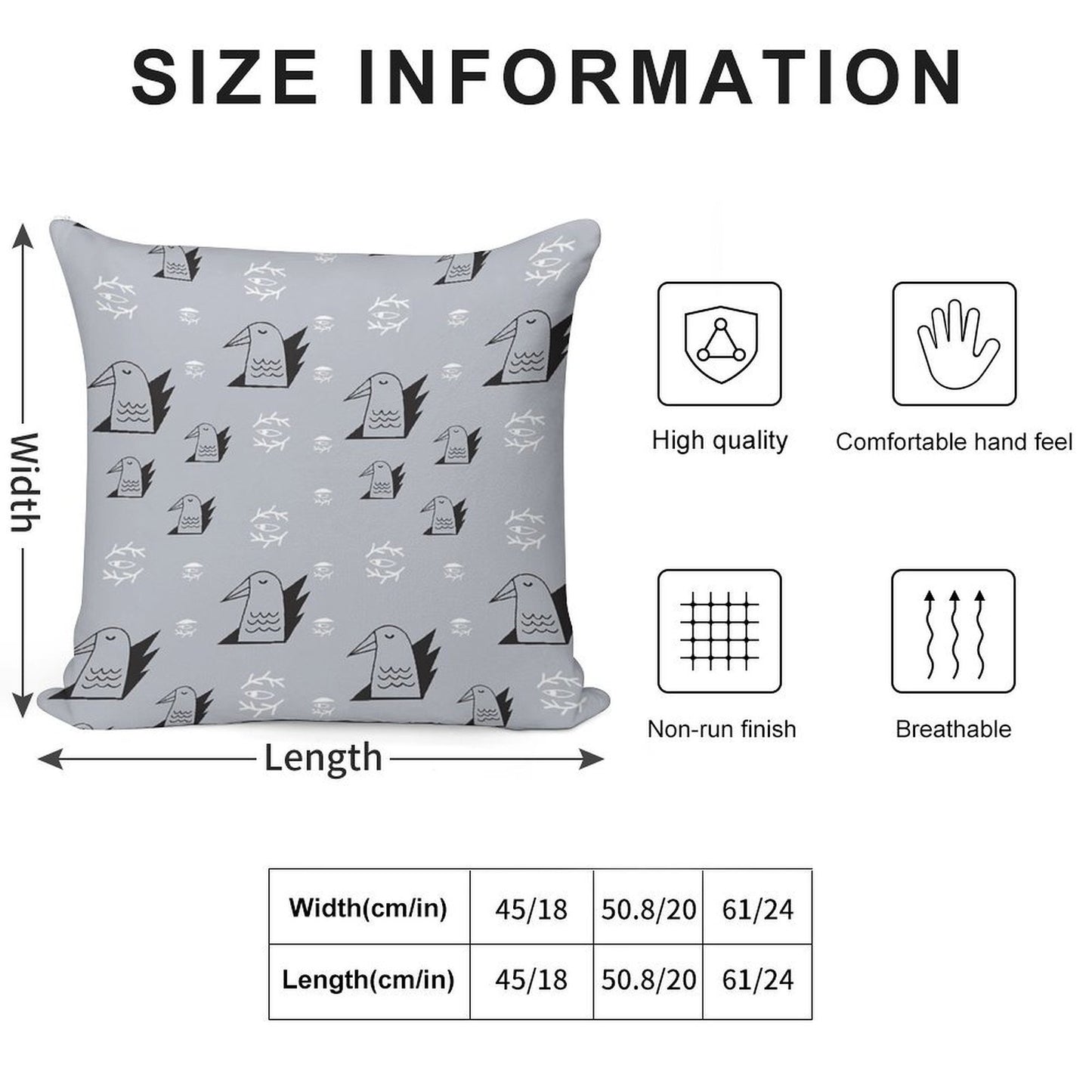 Birds And Eyes Steel Blue Soft Multiple Sizes Throw Pillow