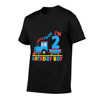 It's My 2nd Birthday Boy Choo Choo Train 2 Years Old Kids  Heathered Texture T-Shirt