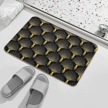 Vintage Hollywood Elegant Golden And Black Art Deco  Easy Maintenance Bath Mat