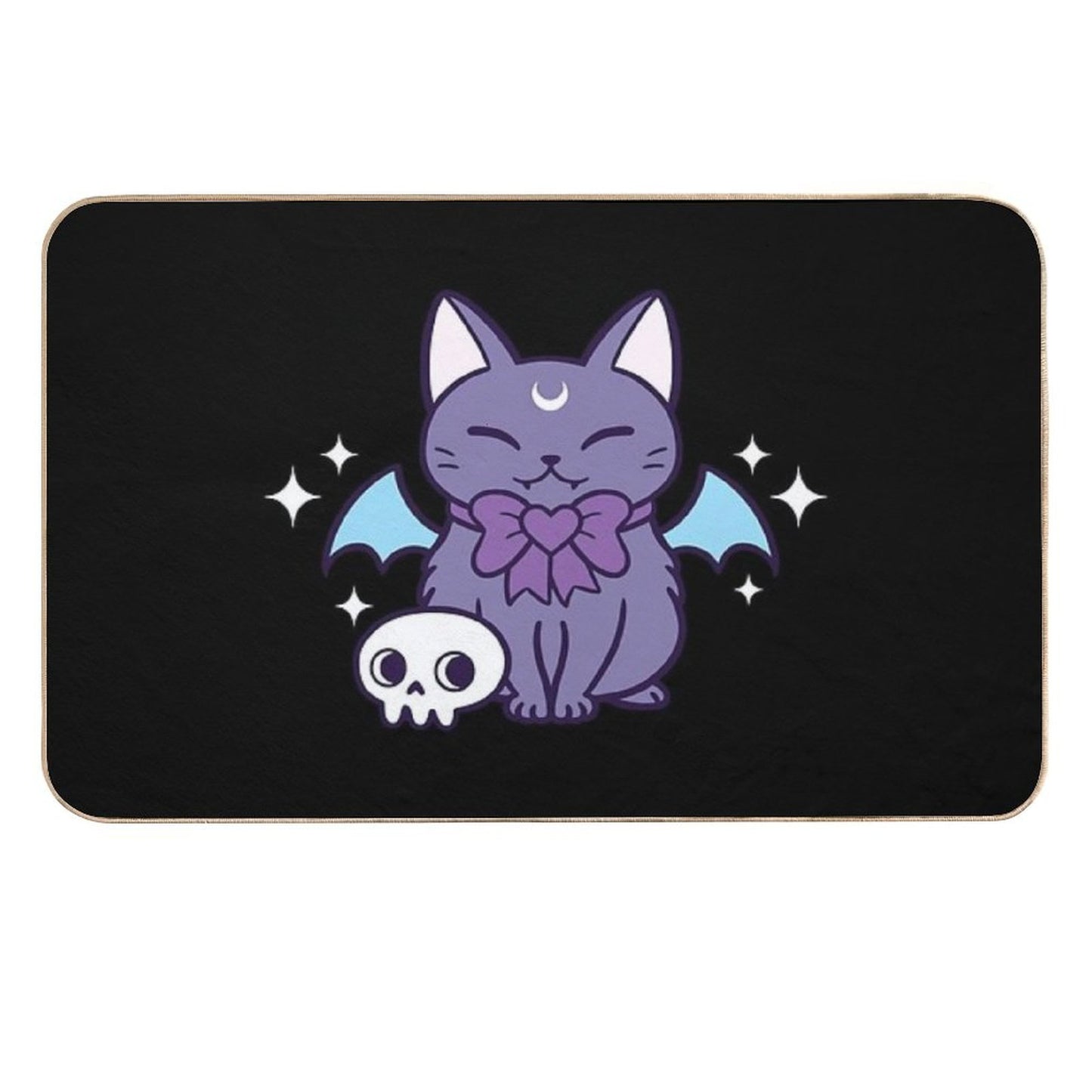 Bat Kitten  Black  Nikury Durable Bath Mat