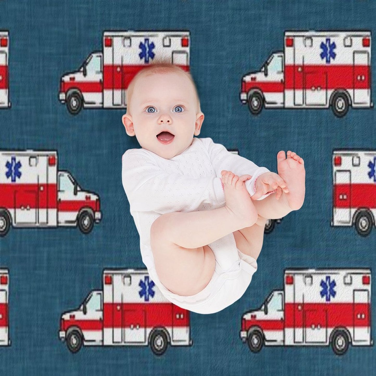 Ambulance on Dark Blue Anti-pilling Throw Blanket