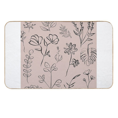 Aesthetic Simple Modern Nude Floral Design  Odorless Bath Mat