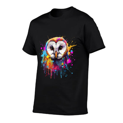 Colorful Splash Art Barn Owl Owls Lover  Polyester Blend T-Shirt