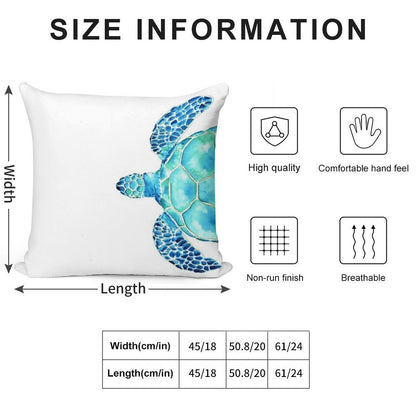 Coastal. Sea Turtle. Watercolor Painting. Soft Fade-Resistant Throw Pillow