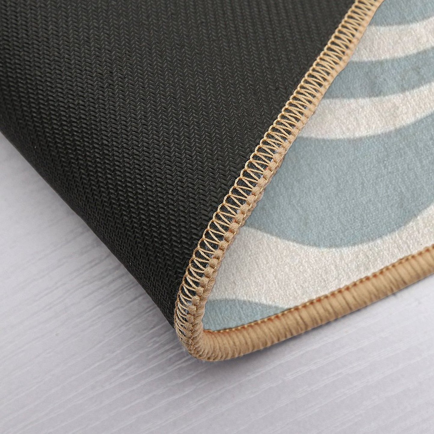 Liquid Swirl Abstract Pattern in Cream And Light Blue-Grey  Anti-Trip Bath Mat