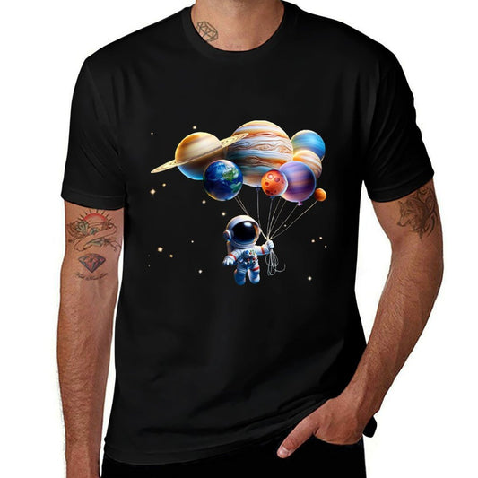 Funny Astronaut Planets Men Women Kids Astronomy Space  Oversized Silhouette T-Shirt