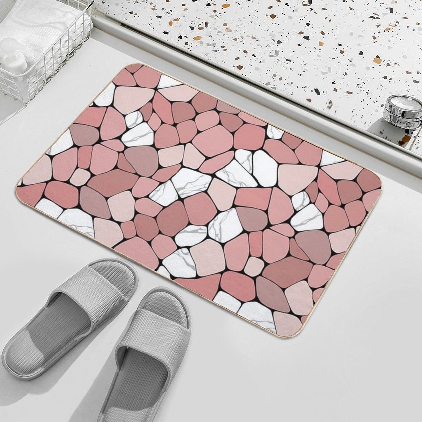 Pink Marble Pattern Background  Anti-Trip Bath Mat
