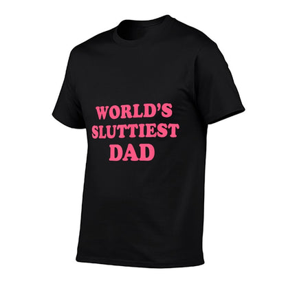 Worlds Sluttiest Dad, Funny Meme Costume For Anniversary  Rolled Sleeves T-Shirt