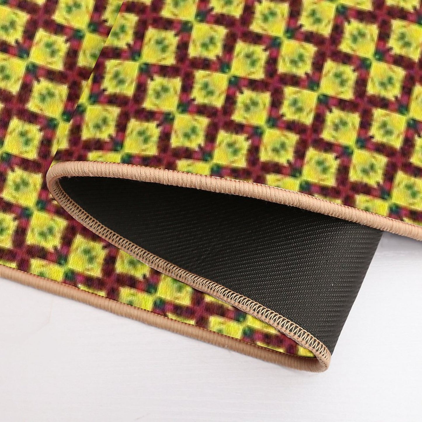 Gold And Green Angled Diamond Bowties on Red  Rapid-Drying Bath Mat