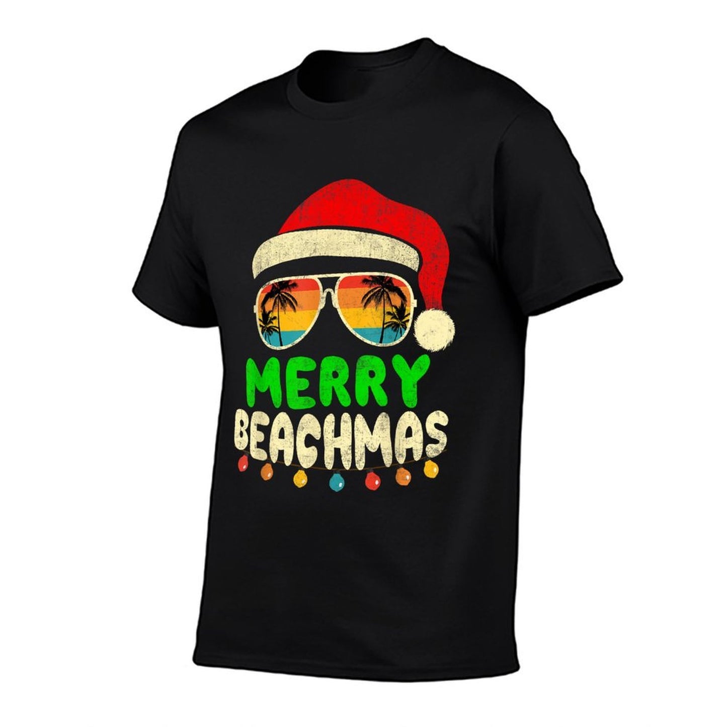 Merry Beachmas Tropical Christmas Hawaii Smile Beach  Rolled Sleeves T-Shirt