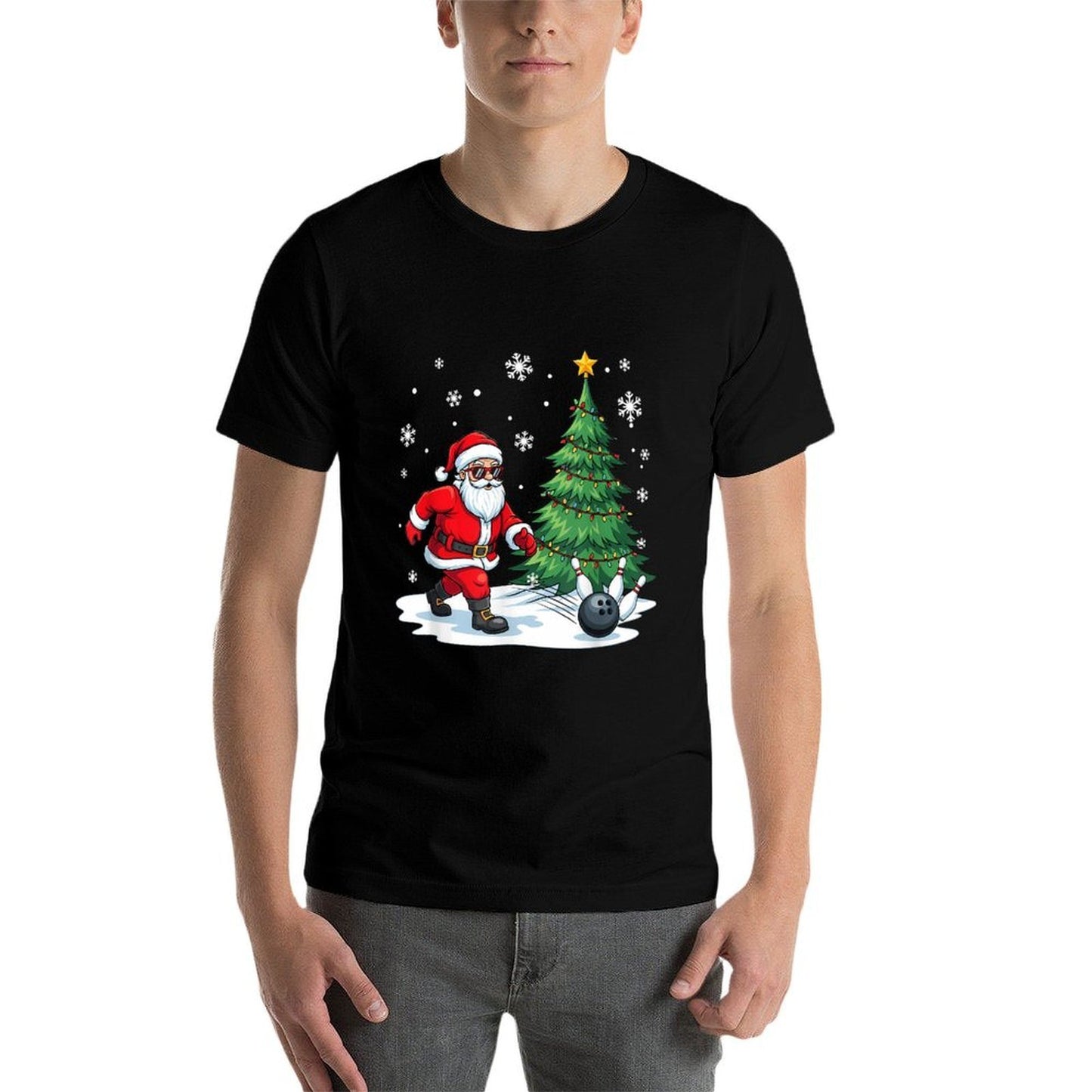 Merry Christmas Santa Playing Bowling Sport Lovers  Versatile T-Shirt