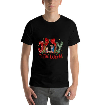 Christian Christmas Joy To The World Coquette Jesus Nativity  Rolled Sleeves T-Shirt