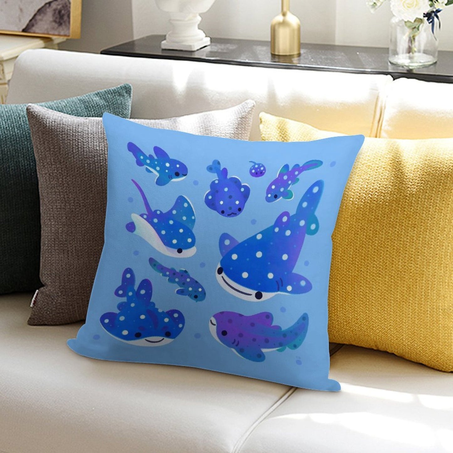 Polka Dot Shark Soft Multiple Sizes Throw Pillow
