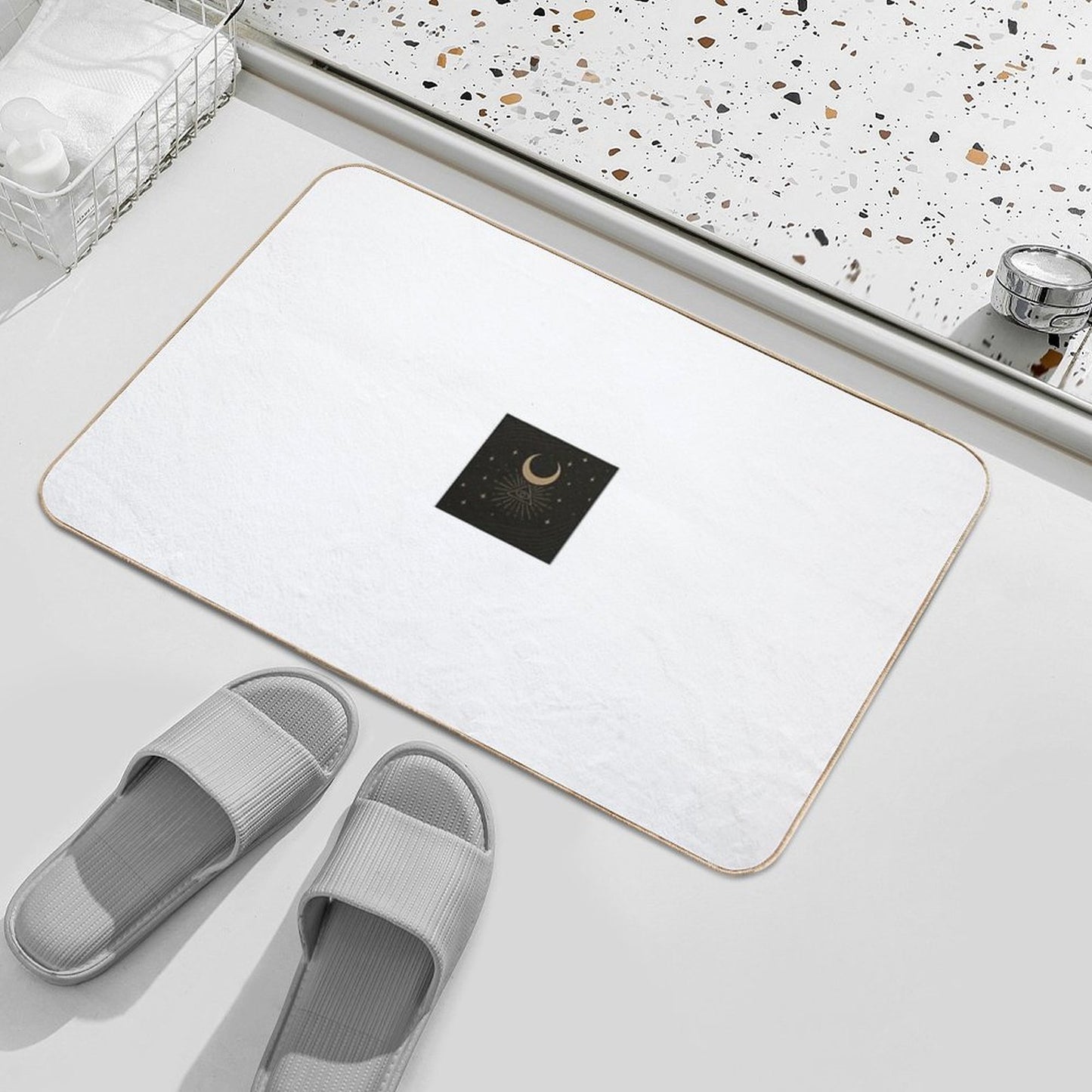 Mystical Eye & Crescent Moon Symbol  Repositionable Bath Mat