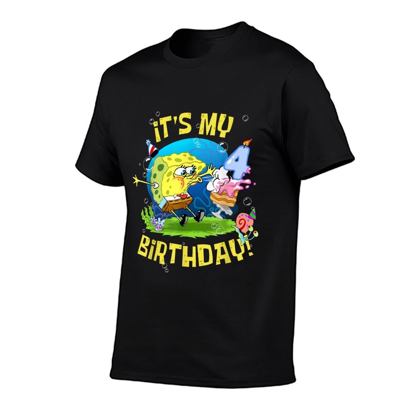 Mademark X SpongeBob SquarePants - Spongebob It's My 4th Birthday Cake 4 Years Old Spongebob  Affordable Price T-Shirt
