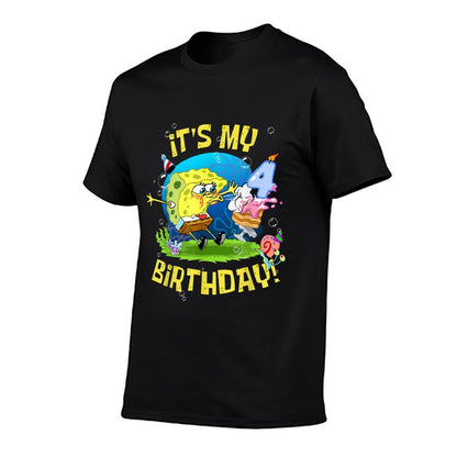 Mademark X SpongeBob SquarePants - Spongebob It's My 4th Birthday Cake 4 Years Old Spongebob  Affordable Price T-Shirt