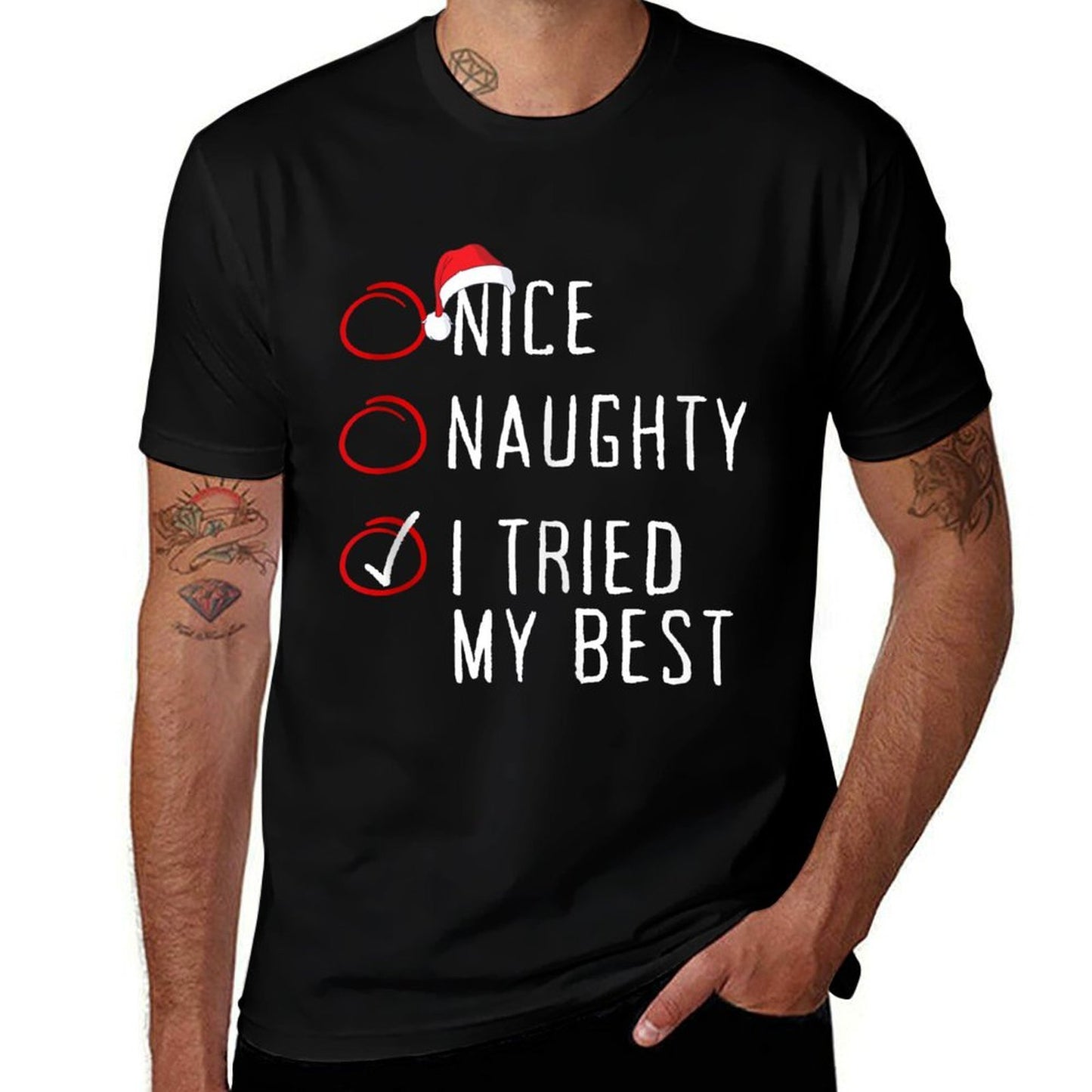Nice Naughty I Tried My Best Christmas List Xmas Santa Claus  Classic T-Shirt