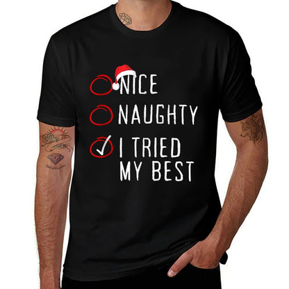 Nice Naughty I Tried My Best Christmas List Xmas Santa Claus  Classic T-Shirt
