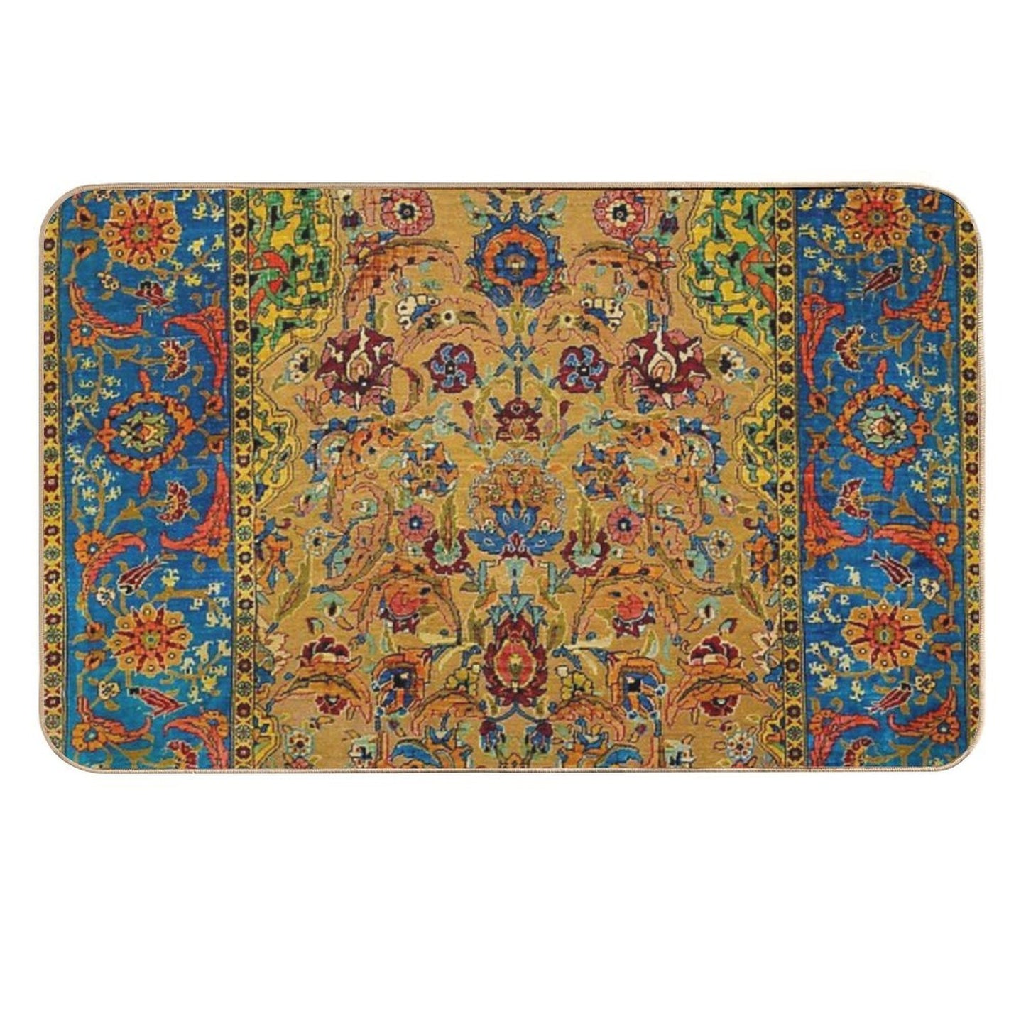 Hereke Vintage Persian Silk Rug Print  Absorbent Bath Mat