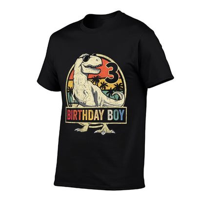 Kids 3 Year Old 3rd Birthday Boy T Rex Dinosaur  Fade-proof Color T-Shirt