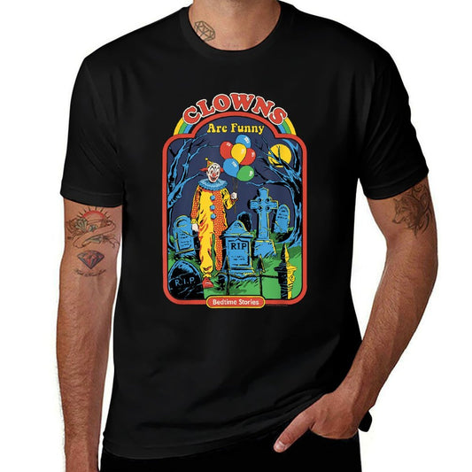 Steven Rhodes Clowns Are Funny Graveyard Retro Dark Humor  Fade-proof Color T-Shirt