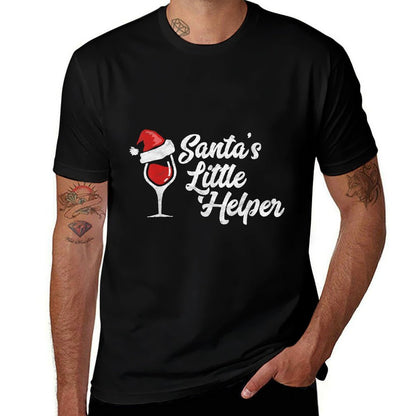 Santas Little Helper Christmas Wine Glass  Santa Hat  Versatile T-Shirt