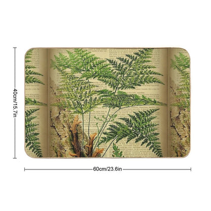 Botanical Print, on Old Book Page - Fern  Easy Maintenance Bath Mat