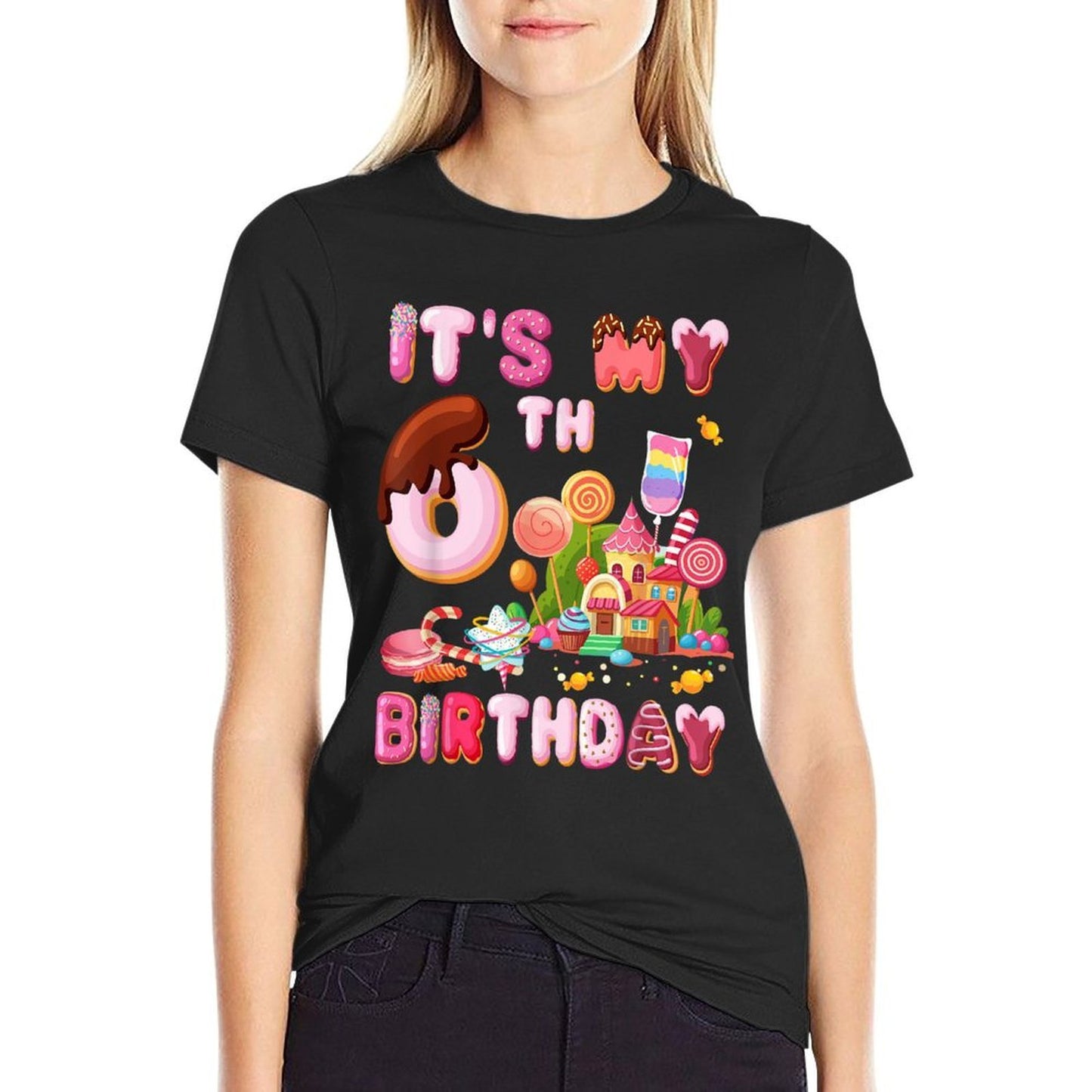 It’s My 6th Birthday Sweet Candy 6 Year Old Girl Party  Trendy Pattern T-Shirt