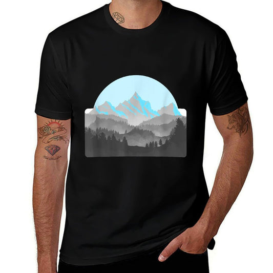 Subtle Demiboy Pride (Misty Mountain Landscape)  Trendy Pattern T-Shirt