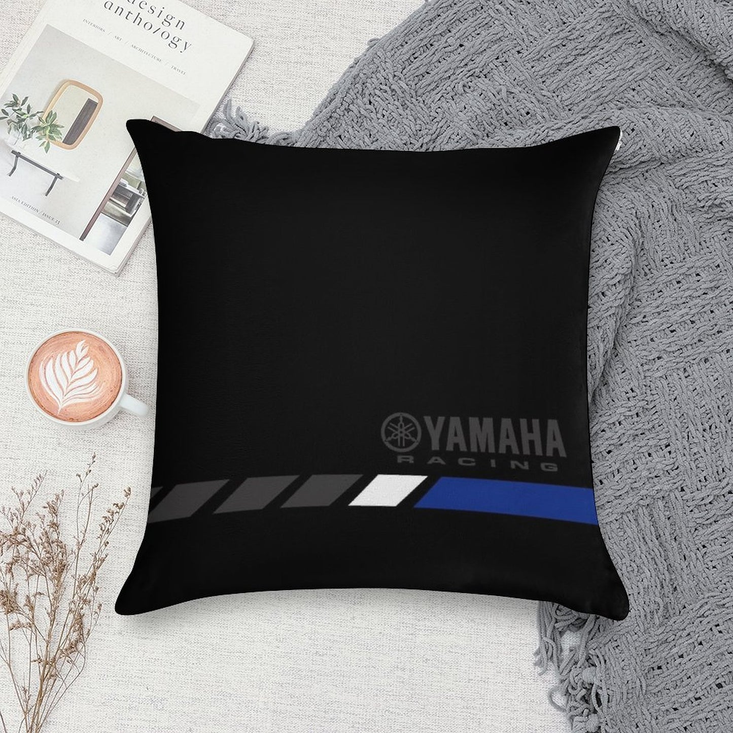 YAMAHA Blue Soft Reinforced Edging Throw Pillow