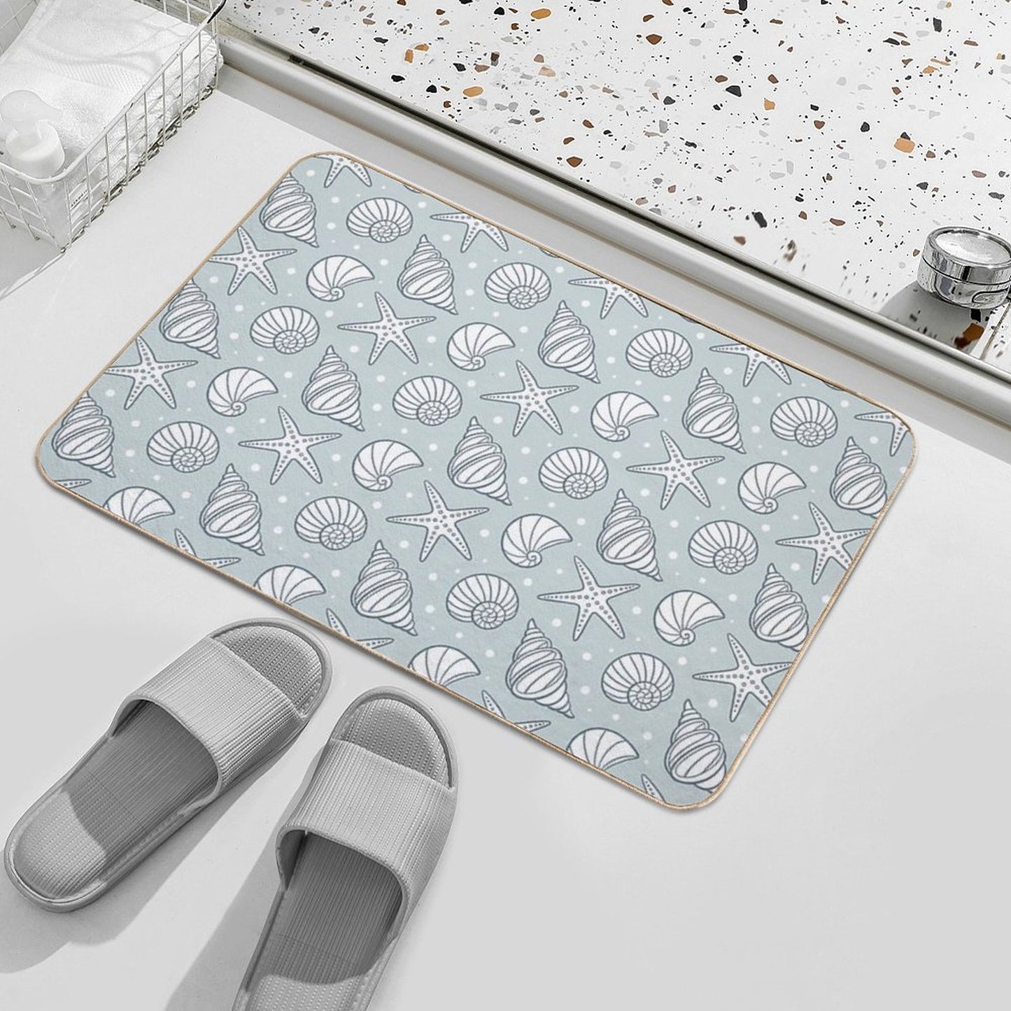 Cute Shells in The Ocean  Long-Lasting Bath Mat