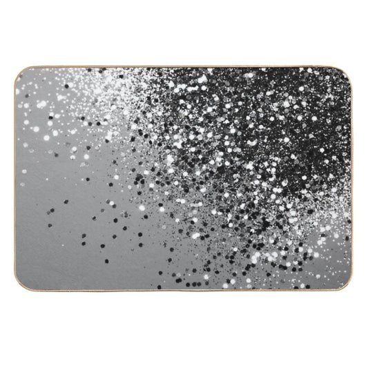 Silver Gray Lady Glam #1 (Photo of Glitter Only - Not Reflective)  Slip-Resistant Bath Mat